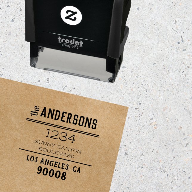 Chic Rustic Big Family Namn Personlig Adress Självfärgande Stämpel (Skapare uppladdad)