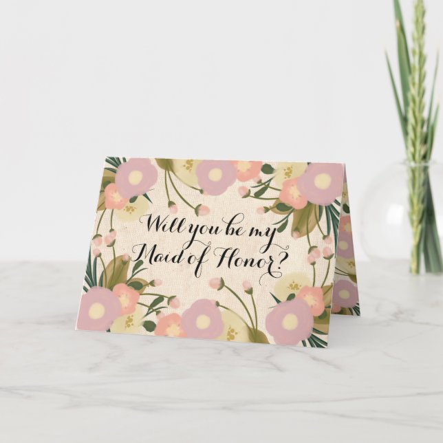 Chic Rustic Blommigt blir min Maid of honor Inbjudan (Framsida)