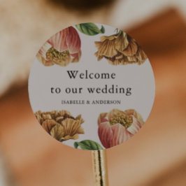 Chic Rustic Blommigt Bröllop Välkommen Runt Klistermärke