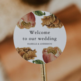 Chic Rustic Blommigt Bröllop Välkommen Runt Klistermärke