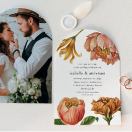 Chic Rustic Blommigt Photo Arch Bröllop Inbjudningar