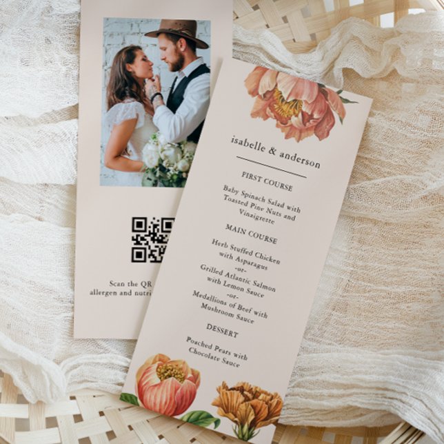 Chic Rustic Blommigt QR-kodfoto-meny Meny (Skapare uppladdad)