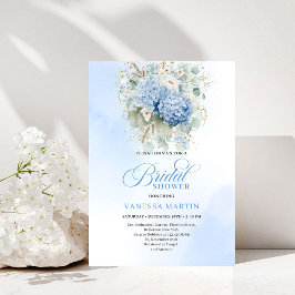 Chic Rustic Bohemian Blue Hydrangeas Bridal Shower Inbjudningar