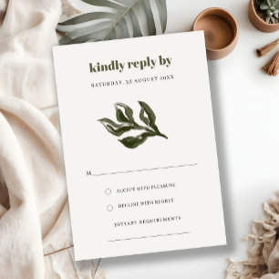 Chic Rustic Boho Grönt Retro Botanical Bröllop RSV OSA Kort