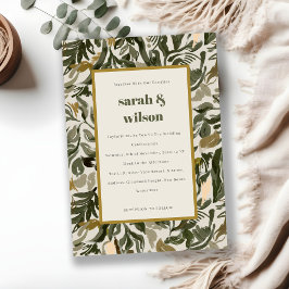 Chic Rustic Boho Retro Grönt Botanical Bröllop Inbjudningar