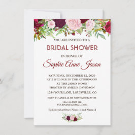 Chic Rustic Burgundy Marsala Blommigt Möhippa Inbjudningar