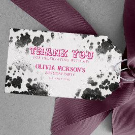 Chic Rustic Cow Skriv ut Shock rosa Party i 30års  Presentetikett