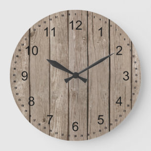 Chic Rustic Faux Wood Stor Klocka