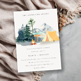 Chic Rustic Gräs Skogen Camping Mountain Bröllop Inbjudningar