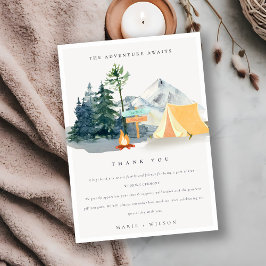 Chic Rustic Gräs Skogen Camping Mountain Bröllop Tack Kort