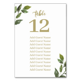 Chic Rustic Greenery Bordsnummer Sittdiagram