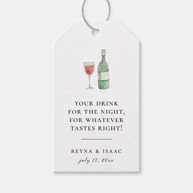 Chic Rustic Illustrated Bröllop Drink Favor Presentetikett (Framsidan)
