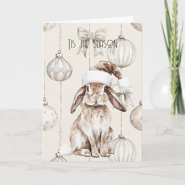 Chic Rustic jul Cream Bunny Ornaments Kort (Framsida)