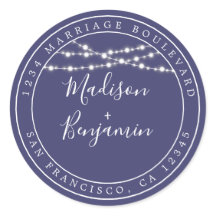 Chic Rustic Light Navy Blue Bröllop Returadress