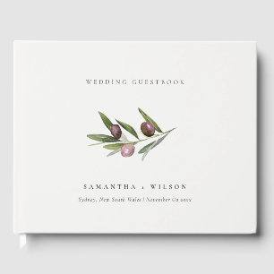 Chic Rustic Minimal Olive Gren Foliage Bröllop Gästböcker