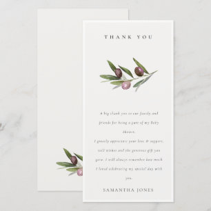Chic Rustic Minimal Olive Gren Foliage Bröllop Tack Kort