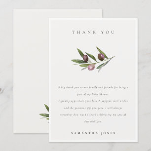 Chic Rustic Minimal Olive Gren Foliage Bröllop Tack Kort
