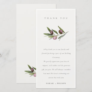 Chic Rustic Minimal Olive Gren Foliage Bröllop Tack Kort