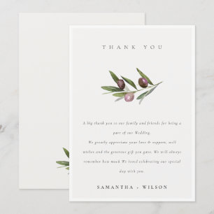Chic Rustic Minimal Olive Gren Foliage Bröllop Tack Kort