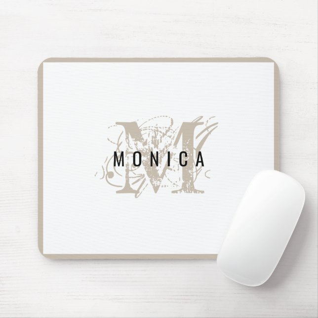 Chic Rustic Modern Beige Monogram Musmatta (Med mus)