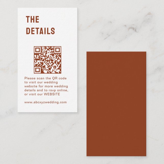 Chic Rustic Morden Minimalist Bröllop Tilläggskort (Fram/baksida)