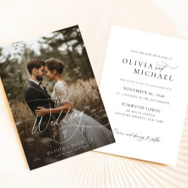 Chic Rustic Script Photo Bröllop Inbjudningar