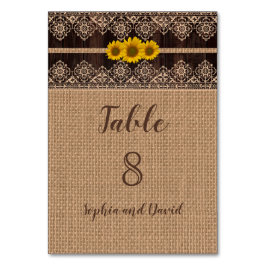 Chic Rustic Snöre Burlap Wood Bröllop Bordsnummer