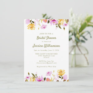 Chic Rustic Summer Watercolor Blommigt Möhippa Inbjudningar