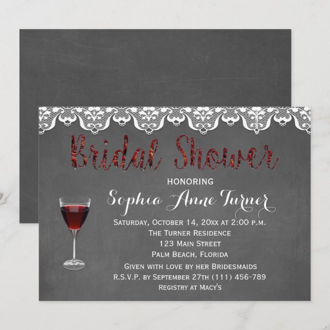 Chic Rustic Vin Tasting Möhippa Inbjudan (Fram/baksida)