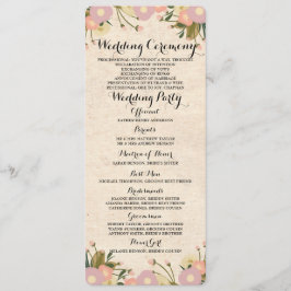 Chic Rustic Watercolor Blommigt Bröllopsprogram Ca Program