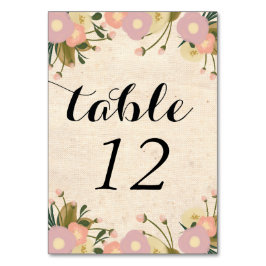 Chic Rustic Watercolor Blommigt Personligt bröllp Bordsnummer
