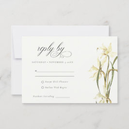 Chic Rustic White Daffodil Watercolor Bröllop OSA Kort