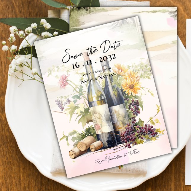 Chic Rustic Winery Grapevine-Inspired Bröllop Meddelande Vykort (Chic Rustic Winery Grapevine-Inspired Wedding Announcement Postcard)