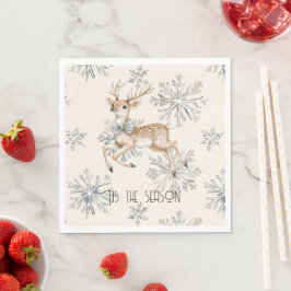 Chic Rustik jul Cream Hjort Snöflingor Pappersservett