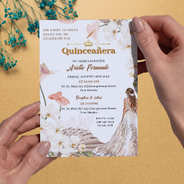 Chic Sage & Blommigt Quinceañera-inbjudan Inbjudningar