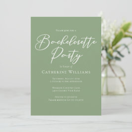 Chic Sage Green Bachelorette Party Inbjudningar