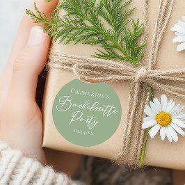 Chic Sage Green Bachelorette Party Personalized Runt Klistermärke
