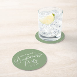 Chic Sage Green Bachelorette Party Personalized Underlägg Papper Rund