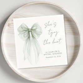 Chic Sage Green Bow Watercolor Bridal Shower Pappersservett