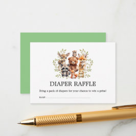 Chic Sage Greenery Woodland Animals Raffle Tilläggskort