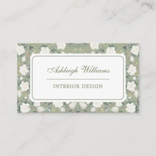Chic Sage Grönt Chinoiserie Flower Inredingsdesign Visitkort