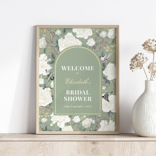 Chic Sage Grönt Chinoiserie Möhippa Välkommen Poster
