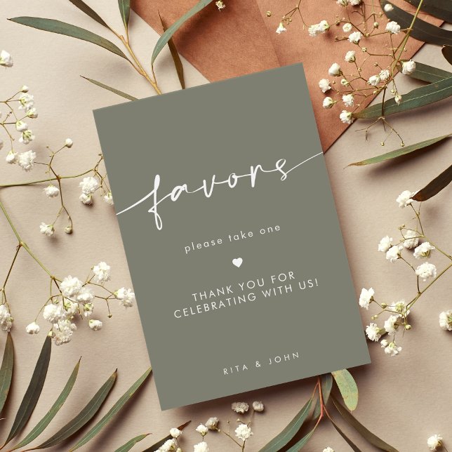 Chic Sage Grönt Favoriter Bröllop Bord-tecken Poster (Skapare uppladdad)