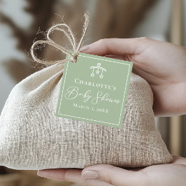 Chic Sage Grönt Leksak Mobile Baby Shower Gåvor Etiketter