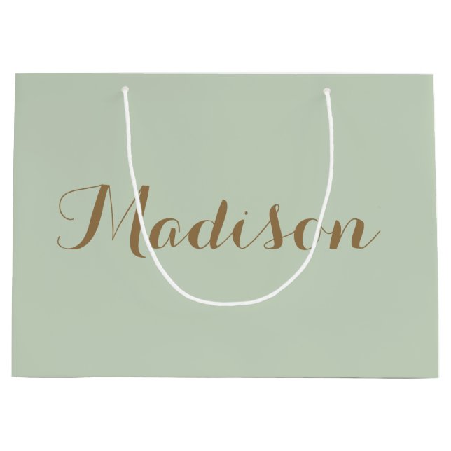 Chic Sage Grönt minimalist monogram Large Gift Ba (Framsidan)