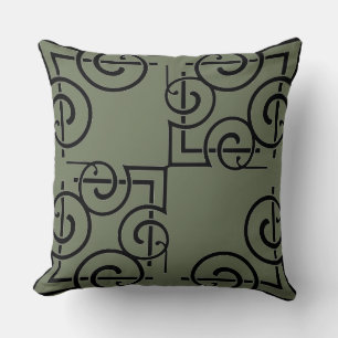 Chic Sage Grönt Namn Black Filigree Dekorativ kudd Kudde
