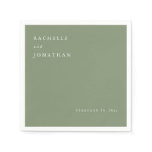 Chic Sage Grönt White Simple Bröllop Napkins