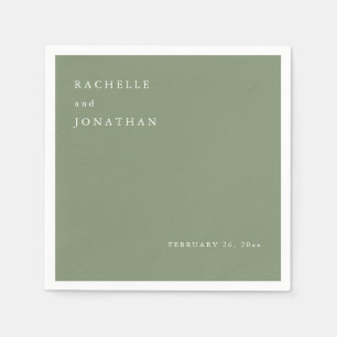 Chic Sage Grönt White Simple Bröllop Napkins Pappersservett