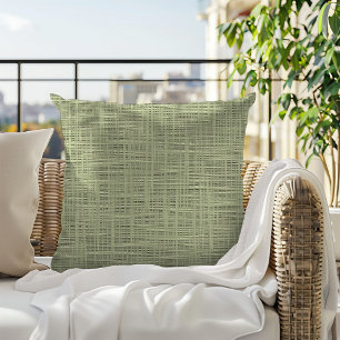 Chic Sage Herb Grönt Faux Jute Fabric Mönster Kudde