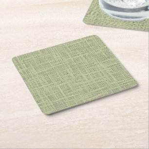 Chic Sage Herb Grönt Faux Jute Fabric Mönster Underlägg Papper Kvadrat
